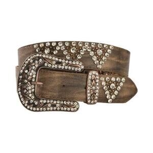 Shyanne Women’s Western Bling Belt – Brown Leather – Size S/M (42")